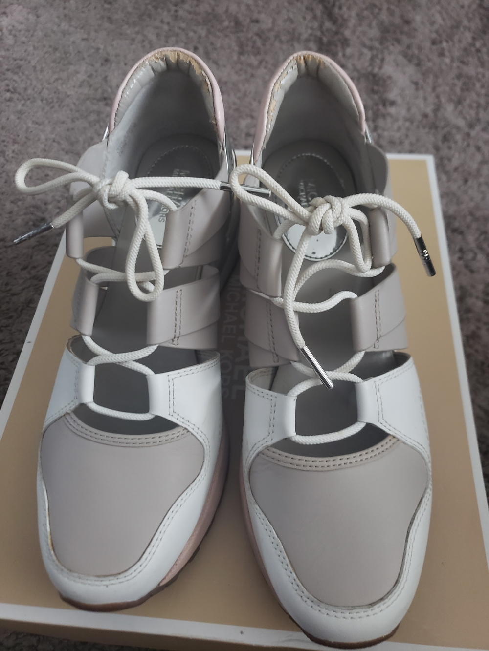 Michael Kors White and Light Pink Lace-Up Women’s Sport Sneakers